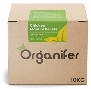Granulés De Fumier De Poulet De Qualité Supérieure - Fumier De Poulet - Fumier - Engrais - Engrais - Engrais Organique - Pellets De Fumier De Jardin - Npk 4-3-3 - Organifer (10 KG)