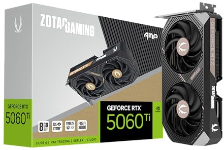 ZOTAC Gaming GeForce RTX 5060 Ti 8GB AMP DLSS 4 8GB GDDR7 128-bit 28 Gbps PCIE 5.0 Scheda grafica da gioco, raffreddamento IceStorm 2.0, illuminazione LED bianca, ZT-B50610F-10M