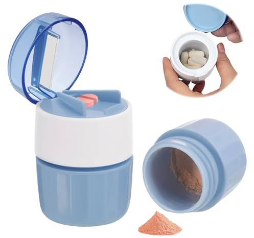 3 in 1 Tablettenmörser Pillenmörser Tabletten Zerkleinern mit Tablettenschneider, Tablettenmühle mit Tablettenfach, Multifunktionaler Tablettenzerkleinerer Tablettenteiler Pillenteiler