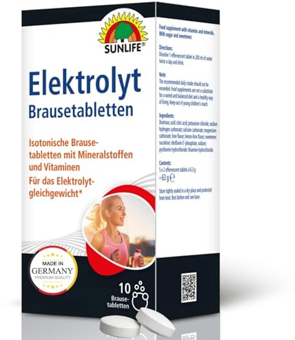 SUNLIFE Elektrolyte Brausetabletten - 5 Päckchen à 2 Tabletten - Elektrolyt-Supplement mit Zitrone-Limette-Geschmack - Elektrolyte-Tabletten mit Vitamin B2 & B6 - Ideal für Party, Reisen & Sport