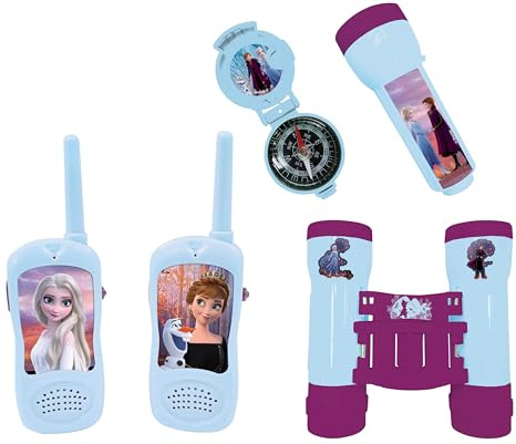 Lexibook La Reine des Neiges - Set d'aventurier Complet pour Enfant, Talkies-Walkies 120m, Jumelles, Lampe-Torche, Boussole, RPTW12FZLXB