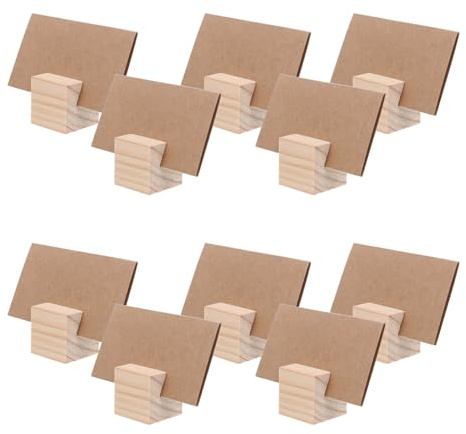DIYEAH Juego de 10 Soportes de Tarjetas de Madera Robustos para Números de Mesa Tarjetas Kraft para Bodas Banquetes y Fiestas Portatarjetas Multifuncional y Compacto