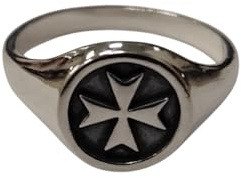 Empress Jewelry Bague Croix de Malte en Argent 925 – Fait Main, Style Sceau, Sans Nickel