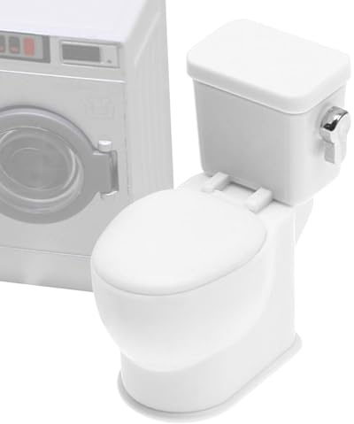 Bathroom Accessories - Working Mini Toilet Detailed Ceramic Bowl with Lid | Small for Doll Collections, Children's Playhouse, Model House, Mini Furniture Set