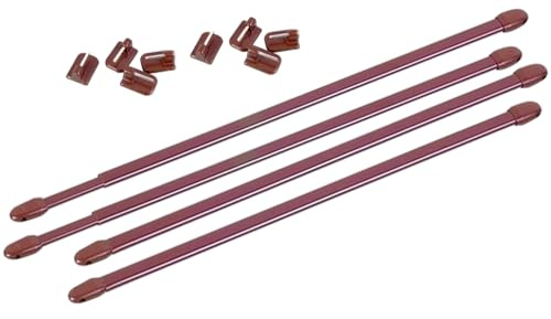 4 barras telescópicas de 30 a 50 cm, color marrón, kit completo con ganchos autoadhesivos incluidos, ideal para visillos y rompecabezas, instalación sin agujeros ni tornillos