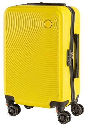 IlGruppone Trolley Bagaglio Mano Rigido 54x33x22 Piccolo Ultraleggero Valigia in ABS con 4 Ruote Rimovibili Manico Chiusura di Sicurezza per Compagnie Low Cost Economy Zaino da Viaggio - Giallo