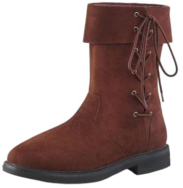 Celanisai Botines de vaquero para hombre de ante ancho Botines anchos Tacón grueso Botas de vaquero de ante cómodas Botines clásicos tradicionales para eventos nocturnos, O Marrón, 47 cm