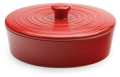 RSVP International Stoneware Tortilla Warmer & Server with Lid, Dishwasher, Microwave and Oven Safe, 8 Dia x 3, Red