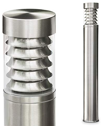 Außenleuchte Dakar, moderne Sockelleuchte aus Edelstahl und Kunststoff-Scheiben, Wegeleuchte 80 cm, Gartenlampe mit E27-Fassung, Gartenbeleuchtung IP44, ohne Leuchtmittel