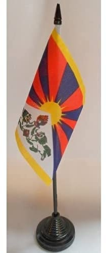 AZ FLAG Bordsflagga Tibet 15x10 cm Tibetansk 100D Polyester Plastfot