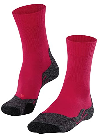 FALKE TK2 Explore W So lana hilo funcional antiampollas gruesos 1 par, Calcetines para senderismo Mujer, Rojo Rose 8564, 41-42