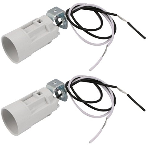 sourcingmap Lamp Socket, 111-240V 2A E14 52x23mm LED Bulb Light Holder for Floor Desk Table Lights, Plastic White, Pack of 2