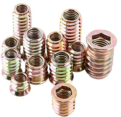 Paquete de 20 piezas M6/M8/M10 de aleación de zinc, tuercas hexagonales, insertos de madera surtidos.