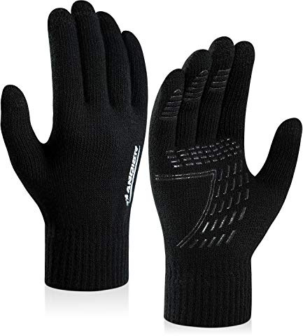coskefy Winter Knit Gloves Touchscreen Thermal Wool Lined Texting Mitten Running Gloves for Men Women