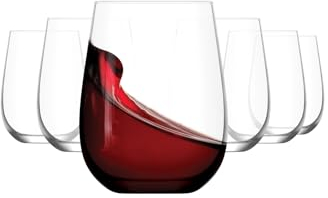 LAV Weingläser-Set ohne Stiel, 6-teilig, 473 ml, klares Glas, Weingläser für Rot- oder Weißwein, Trinkgläser Wasser und Getränke, modernes Design, einfach zu halten, ideal den täglichen Gebrauch