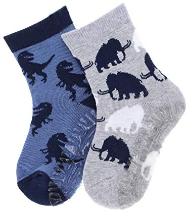 Sterntaler Baby - Jungen Fli Fli Air Dp Mammut+dino Hausschuh Socken, Hellgrau Mel, 22 EU