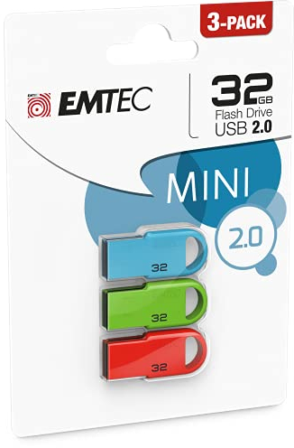Emtec D250 Mini 32GB USB Stick USB 2.0 3er Pack Mehrfarbig