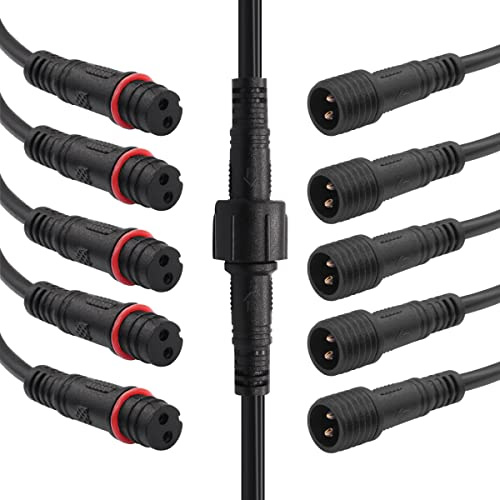 mxuteuk 6 Pairs 22AWG 2 Pin Electrical Connector IP65 7.87in/20cm Male Female Wire Connector Extension Cable 15mm for LED Strip Lights,Car,Truck,Boat,Indoor/Outdoor