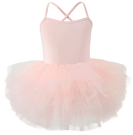KARETT Ballet Tutu Skirt for Girls Toddler Ballet Leotards Criss Cross Strap Dance Outfits Ballerina Costume Light Pink