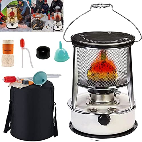 Grandeals Poêle à pétrole 9000 BTU/H pour intérieur, Chauffage de poêle à pétrole avec Protection Contre Les Chutes, Chauffage Mobile sans électricité à l'intérieur, Puissance de feu réglable