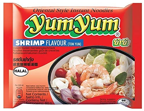 YUM YUM - Soupe Nouilles Crevettes - Saveurs Asiatiques - 60g - Prêt en 3 min - Idéal pour une pause rapide et exotique! - Lot De 8 - Vendu Par Lot