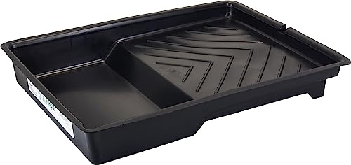 Axus Decor Paint Tray (Blue Series) Plastic Paint Roller Tray, Roll Off Grids, Hanging Hook & Reusable Fits Roller Sleeves For Professional Painter's & DIY Enthusiasts, Holds 9 / 230mm rollers(Black)
