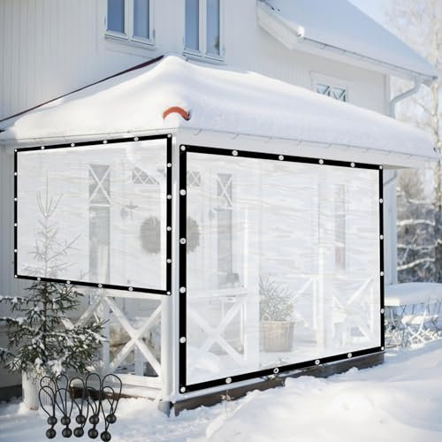 Outdoor Wetterfeste Vorhänge Transparent Pergola Pavillon Seitenwände PVC Plane Seitenteile mit Ösen, für Garten Terrasse Veranda Balkon (Color : Clear, Size : 1.5x2m(4.92x6.56ft))