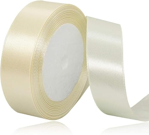 20mm Wide Ivory Ribbon for Gift Wrapping 22m, Ivory White Ribbons Fabric Satin Ribbons for Present Wrapping Ribbon Christmas Florist Bouquet Cake Hair Bow Crafting Wedding Car Decoration