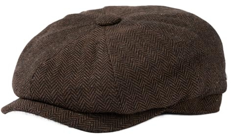 TOP-EX L/XL/XXL Laine mérinos Casquette plate pour homme 8 panneaux Peaky Tweed à chevrons rétro Casquette plate Gatsby Casquette, L