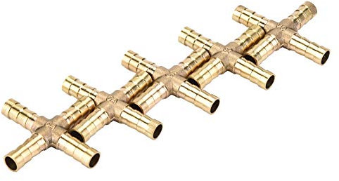 ANKROYU 5 piezas de conexión cruzada de latón de 4 vías, conector de púas cruzadas, conexión de tubería cruzada de rosca, conector de manguera de fluidos antioxidantes para uso (8mm)