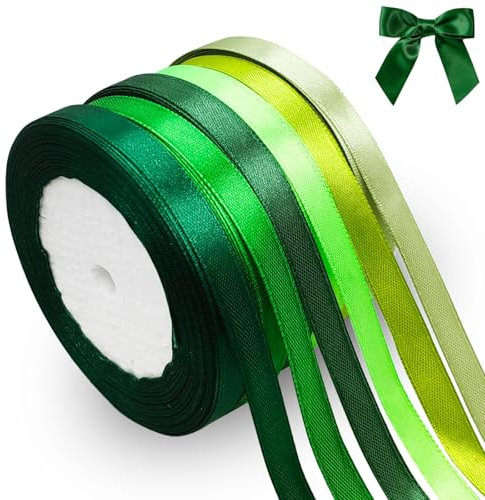 qingmeng 132m Satinband Grün, 10mm Geschenkband Grün Breit, Schleifenband Geschenkband Hochzeit Stoff, Grünenes Geschenk Band Geschenkbänder für Taufe Geburtstag Deko Geschenkverpackung