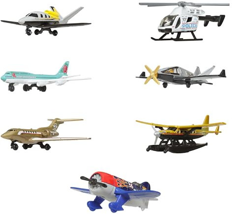 Matchbox Skybusters, Spielzeugflugzeug, Hubschrauber, Raumschiff, Düsenflugzeug oder andere Nachbildungen von Flugzeugen mit rollenden Rädern und/oder drehenden Propellern, verschiedene Modelle