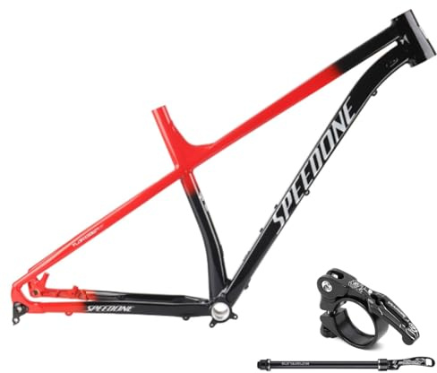 ZECHAO Mountain Bike Boost 148MM MTB Frame, Aluminium Alloy Hardtail XC Internal Wiring Disc Brake Suitable for Spinal Canal Straight Tube Fork(Red,Large)