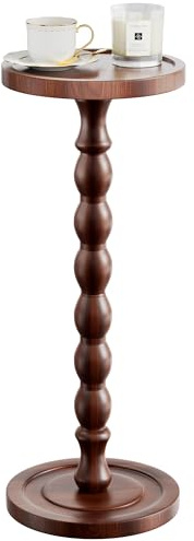 iFaveorr Small Round Side Table, Rubberwood‌ Drink Table for Small Spaces