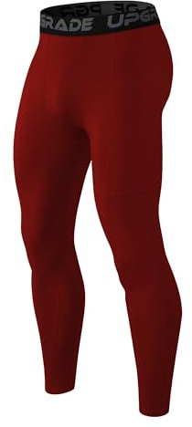 Pantalones de compresión para hombre, leggings atléticos para correr, de secado rápido, para baloncesto, fútbol, térmico, capa base, Granate, X-Large