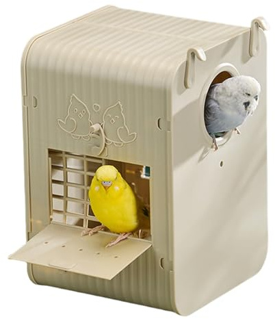Casa de pájaros de madera – Caja anidada grande con escalera y ventana de visualización para cacatúas y loros | Adecuado para alimentación de gorriones, conservación de la naturaleza, decoración de