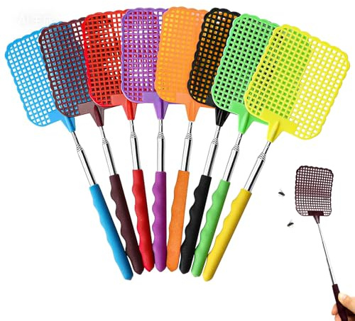 Lot de 8 tapettes à mouches, extensibles, pour repousser les mouches, les guêpes, les moustiques et autres insectes