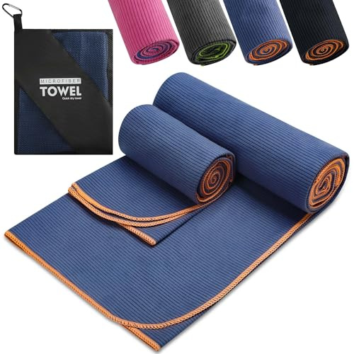 Elvior Serviette Microfibre Sport Pour Hommes,180x90+100x50cm, Grande Serviette De Douche Et Serviette De Plage Microfibre, Ultra Absorbante, Compacte Et Légère Pour Sauna, Fitness, Voyage Et Natation