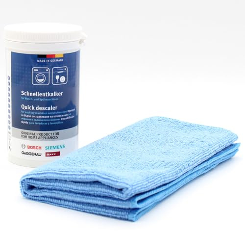 (Kit Decalcificante) Decalcificante Rapido per Lavatrici e Lavastoviglie + Panno in Microfibra compatibile con Bosch, Siemens, Gaggenau, Neff 00312330-250g di anticalcare - Accessori, Ricambi