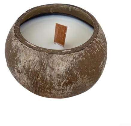 Besttoolifes Bougeoir en coquille de noix de coco, fait à la main pour aromathérapie naturelle et bol à fruits, accessoire de décoration d'intérieur avec bougie (saveur originale)