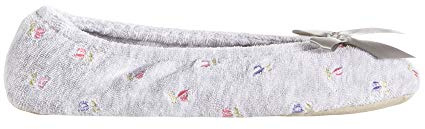 isotoner Women's Embroidered Plush Terry Ballerina Slippers , 6.5-7.5