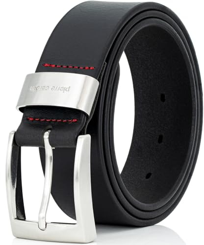 Pierre Cardin Cinturón de piel de 40 mm de ancho, 70007, negro o marrón