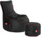 GAMEWAREZ Crimson Hurricane 2.0 Bundle – Set aus Gaming-Hocker und Gaming-Sitzsack, mit Seitentasche & Headset-Halter, Kunstleder, schwarz-rot