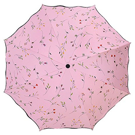 Maibar Ombrelle UV Parapluies pliants Compact Protection contre le vent Parapluie de voyage Protection UV Résistant à l'eau Parasols (B-Rose)
