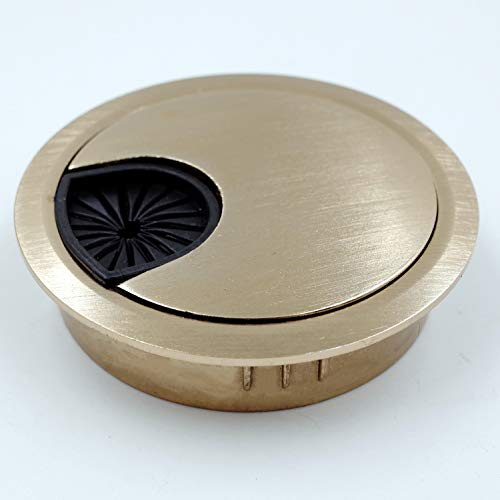 JETLAND Desk Grommet for Wire Organizer - Brushed Golden, Fits 2 Hole, GBG53, 2-Pack