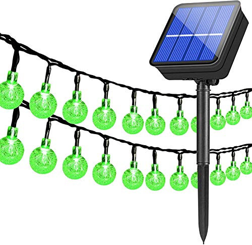 KINGCOO Luci solari a sfera di cristallo per esterni, impermeabili, 6 m, 30 LED, 8 modalità, per bistrot, giardino, cortile, casa, feste, matrimoni, decorazioni natalizie (verde)