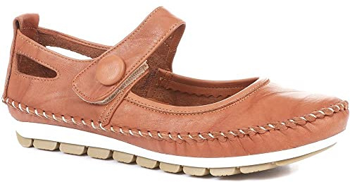 Pavers Leather Touch Fastening Mary Janes - Tan Size 7