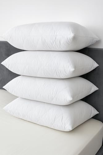 Pack of 4 Pillows Hotel Quality Extra Soft Filling Hollow Fiber Filled Quilted Pillows-Bounce Back Bed Pillows- For Side, Stomach And Back Sleeper Anti Allergy Pillow Standard Size 74cm x 48cm