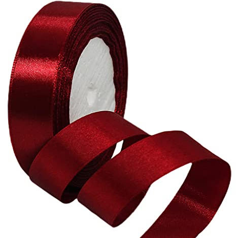 22m Satinband Geschenkband Weinrot 25mm Breit,Seidenband Dick Schleifenband Satin Dekoband Geschenkverpackung Deko Band Stoffband für Halloween Weihnachten Hochzeit Taufe Geburtstag DIY-Handwerk