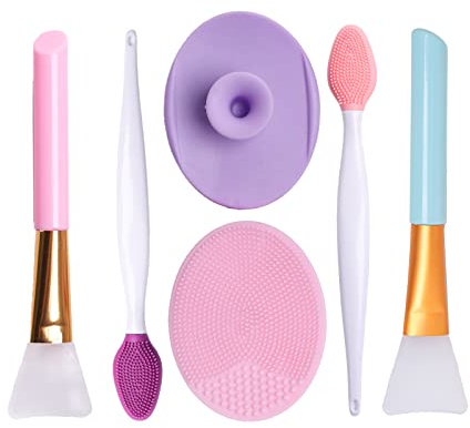 6 Stück Maskenbürsten Set,Silikon Maskenbürsten Kosmetik Makeup Pinsel DIY Maske, Schlamm Maske Beauty Produkte für Männer und Frauen Reinigungsmasken
